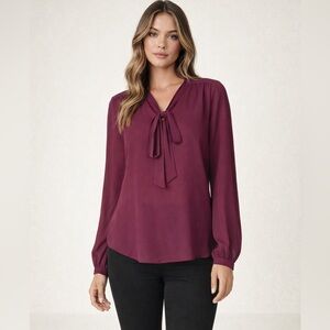 Forever 21 burgundy  Tie-Neck Blouse